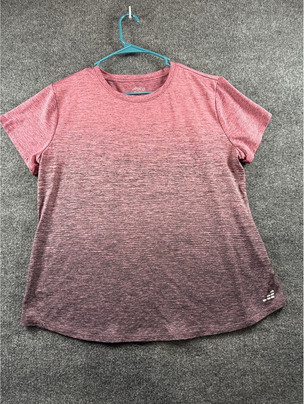 BCG Womens XL Pink Black Heather Ombre Short Sleeve Athletic Shirt